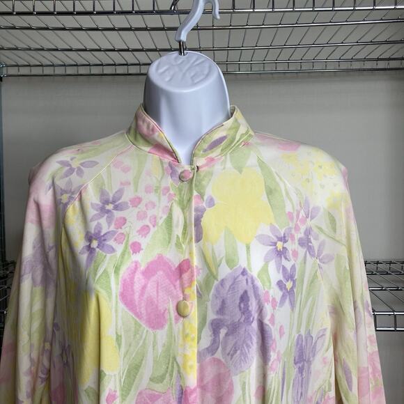 Vintage Kayser Women's Pastels Floral Button Front Robe Est. Size L Fairy Femme - Picture 6 of 10